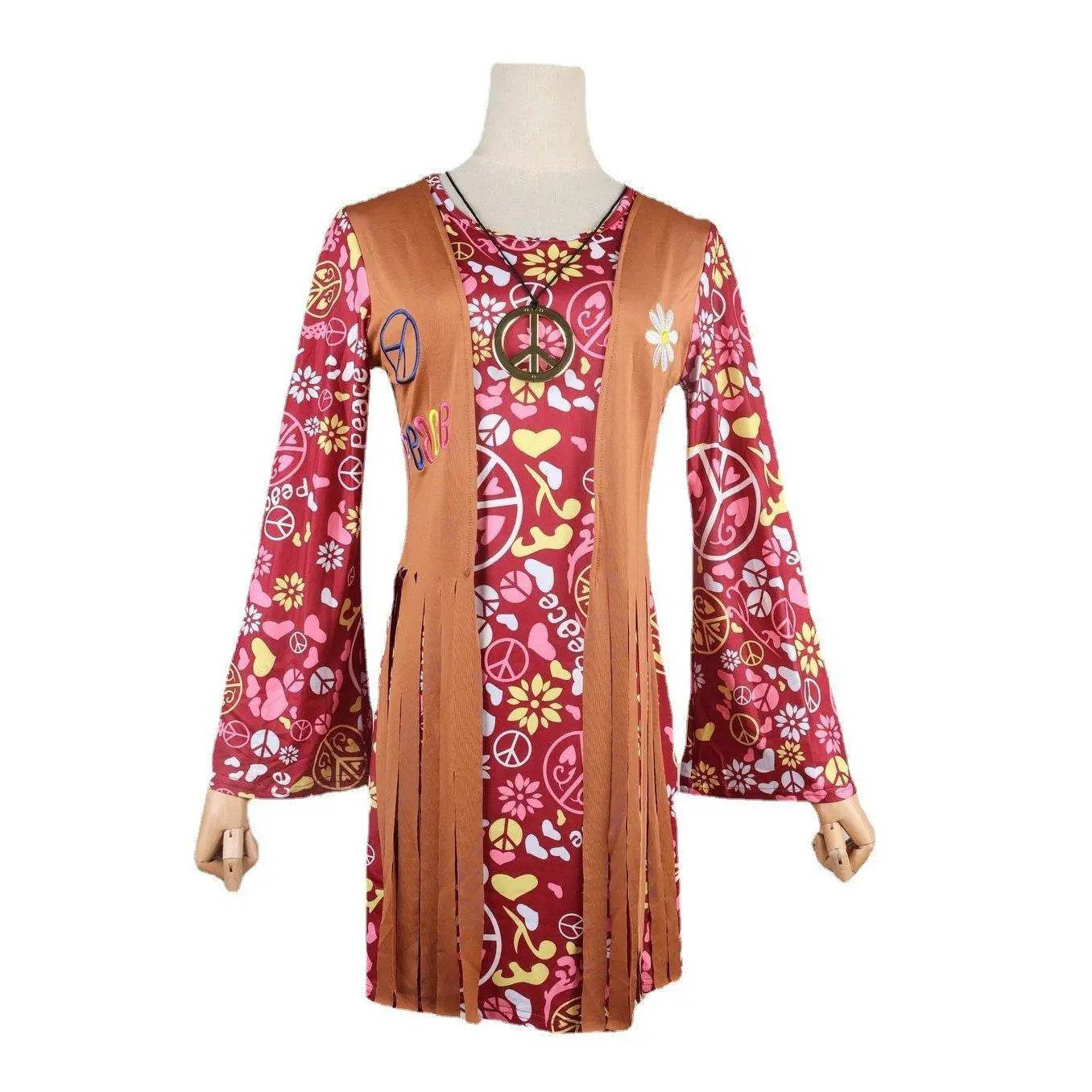 Adult Peace and Love Hippie Costume Party Halloween Women's Tassel - Ecosfun