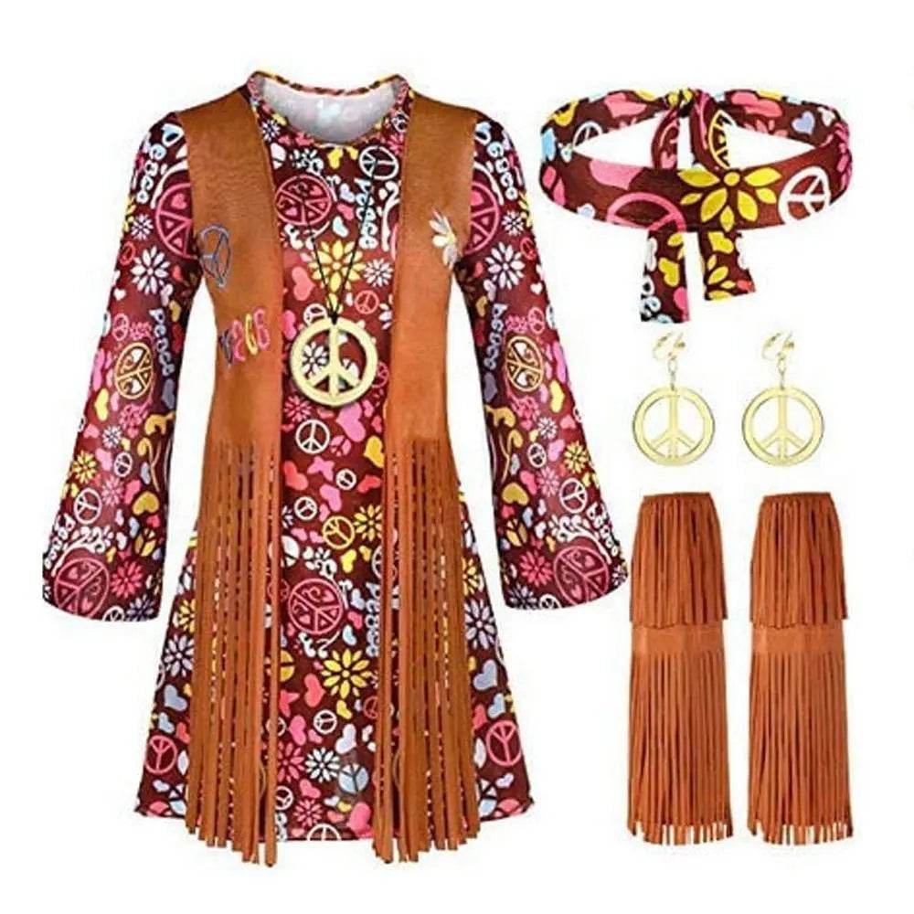 Adult Peace and Love Hippie Costume Party Halloween Women's Tassel - Ecosfun
