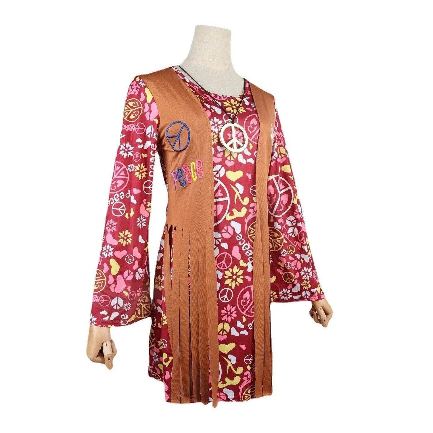 Adult Peace and Love Hippie Costume Party Halloween Women's Tassel - Ecosfun