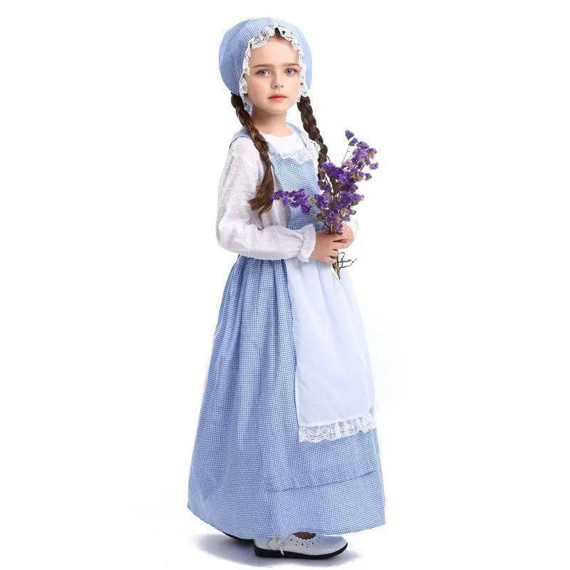 Alice Lolita Maid for kids Blue Farm Florist girl dress kids Maid Cosplay Costume - Ecosfun