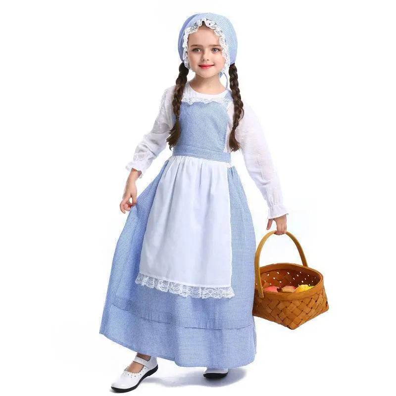 Alice Lolita Maid for kids Blue Farm Florist girl dress kids Maid Cosplay Costume - Ecosfun