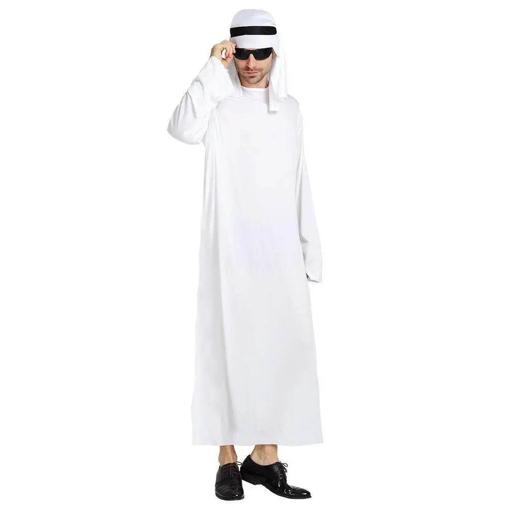 Arab sheik Prince masquerade male pure white Middle East Dubai clothes - Ecosfun