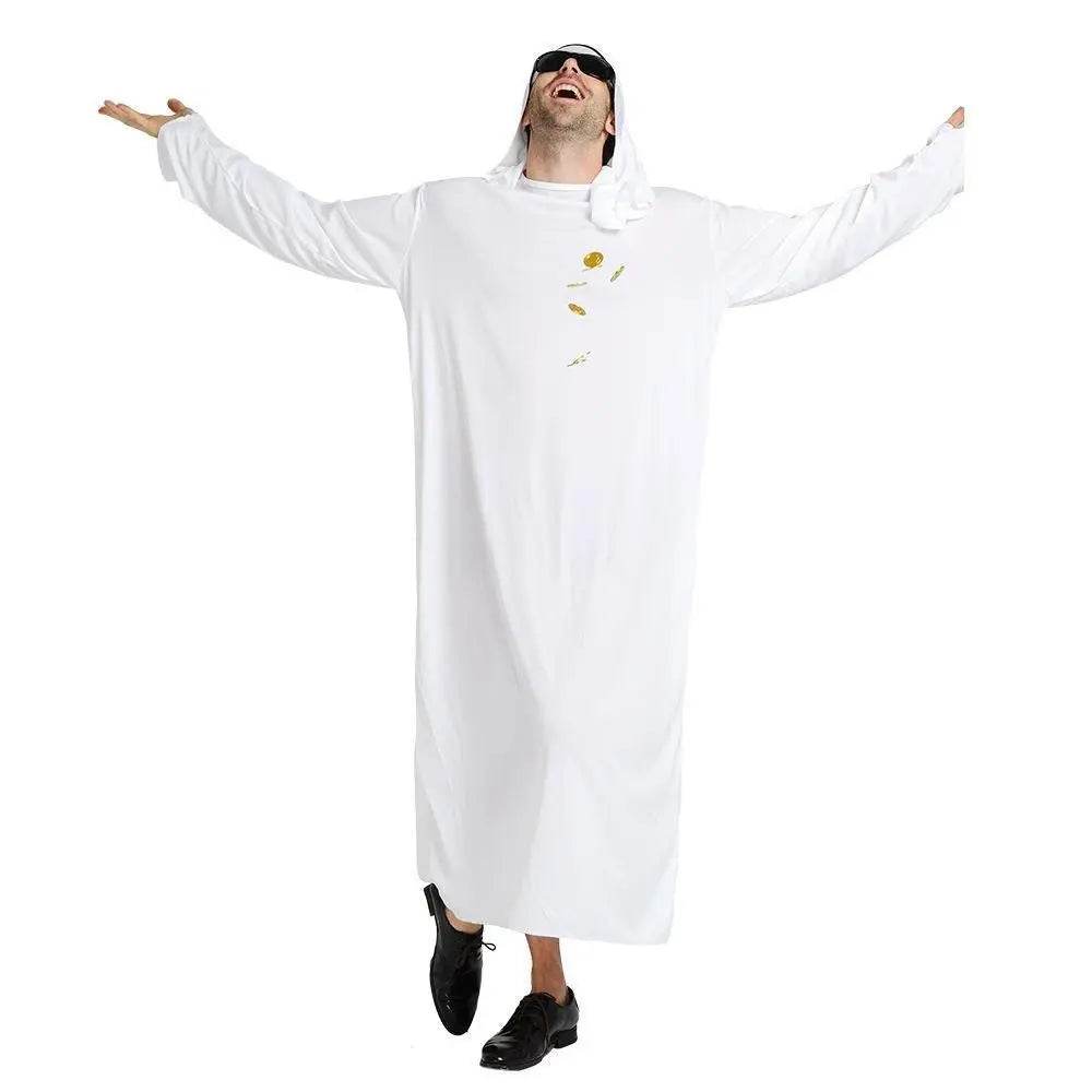 Arab sheik Prince masquerade male pure white Middle East Dubai clothes - Ecosfun