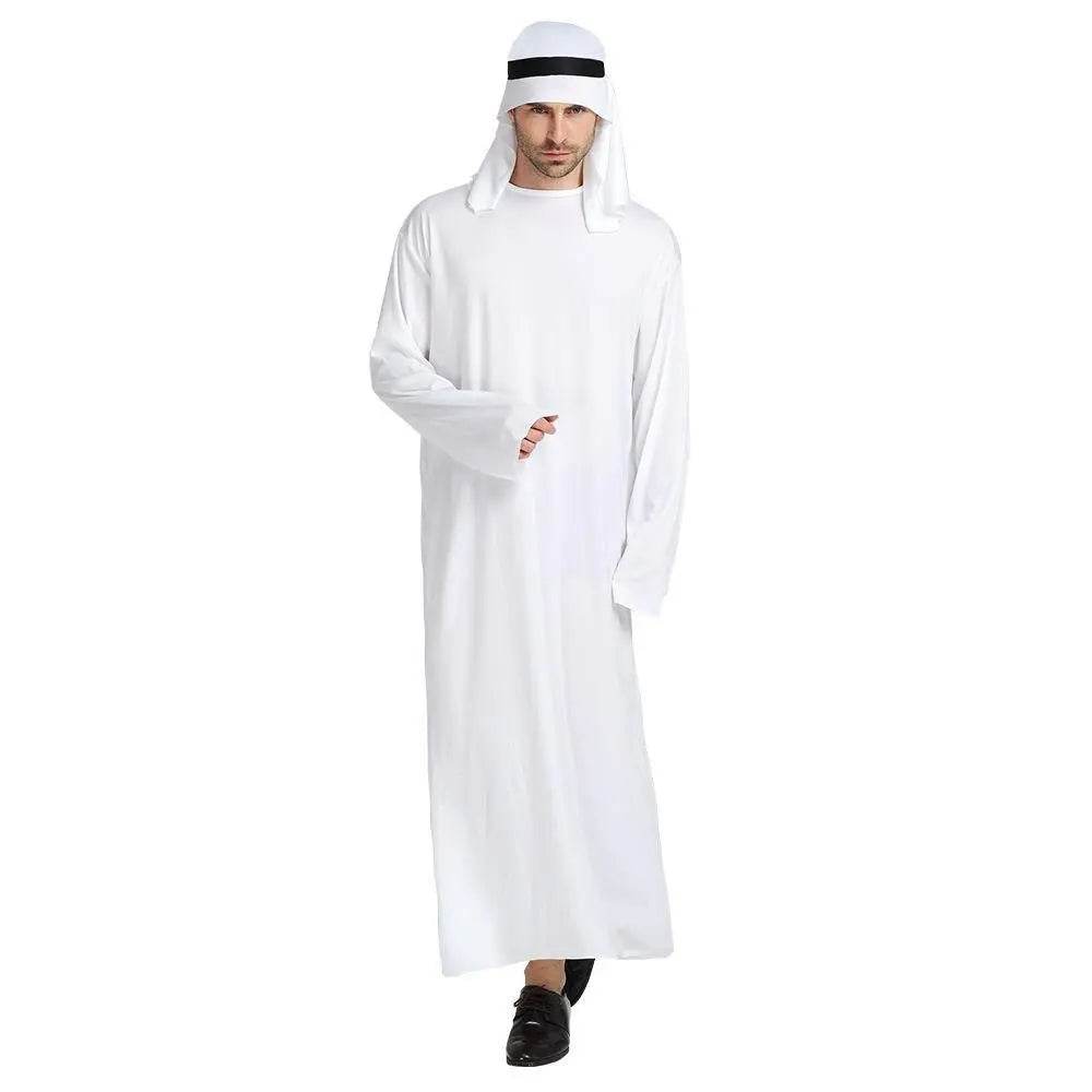 Arab sheik Prince masquerade male pure white Middle East Dubai clothes - Ecosfun