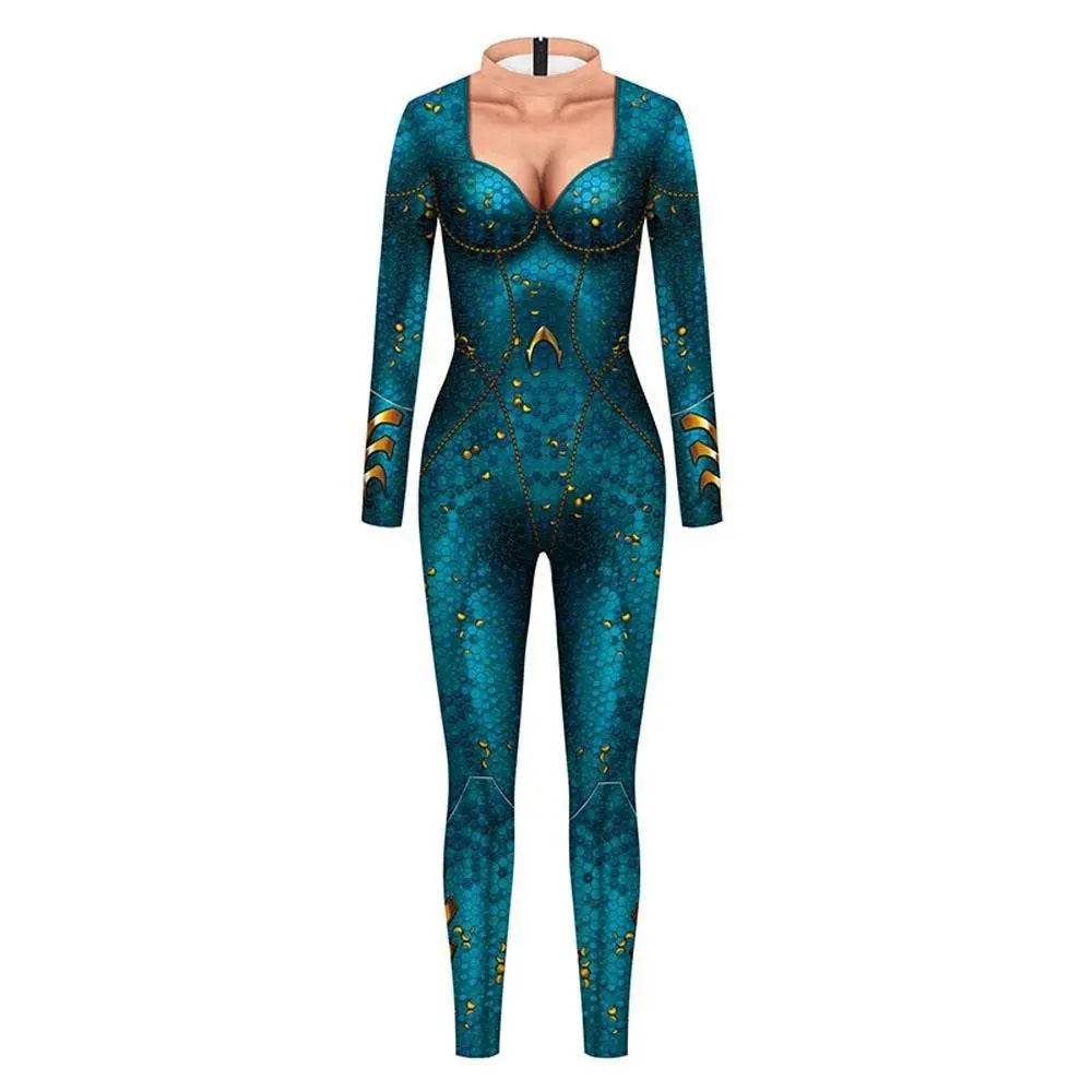 Atlanna Queen Aquaman Cosplay Costume Jumpsuit Halloween Sequined Catsuit Party Zentai - Ecosfun
