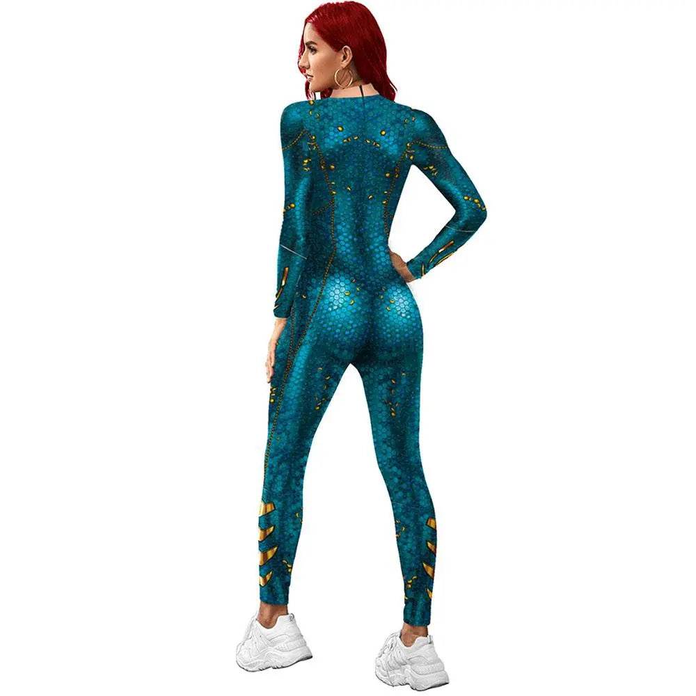 Atlanna Queen Aquaman Cosplay Costume Jumpsuit Halloween Sequined Catsuit Party Zentai - Ecosfun