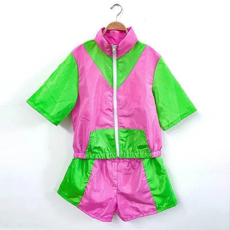 Carnival Disco Retro 80s Outfits Zipper Women's Sportswear Hip Hop Stage Costume - Ecosfun