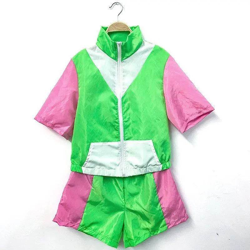 Carnival Disco Retro 80s Outfits Zipper Women's Sportswear Hip Hop Stage Costume - Ecosfun