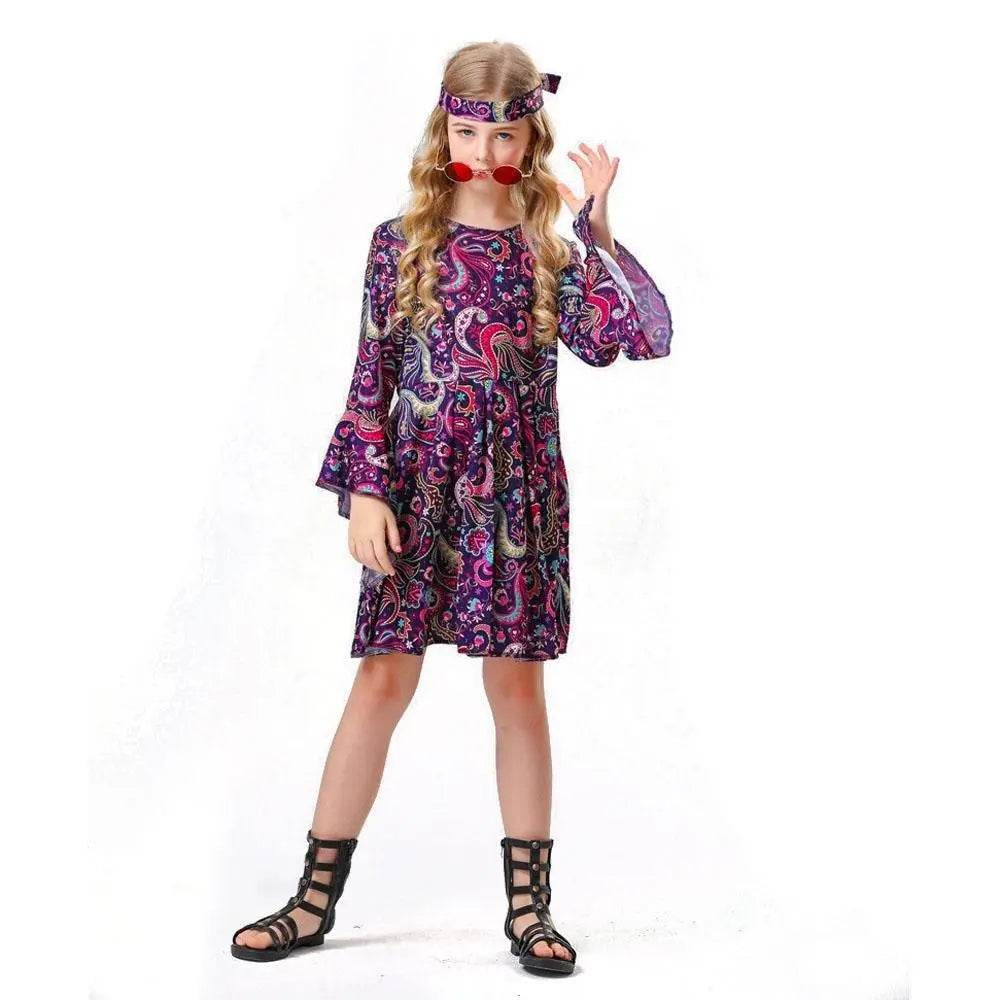 Children's 70s Retro Disco Hippie Fancy Dress Costumes Country Singer Cosplay - Ecosfun