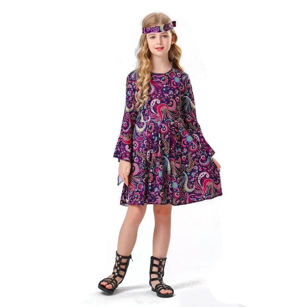 Children's 70s Retro Disco Hippie Fancy Dress Costumes Country Singer Cosplay - Ecosfun