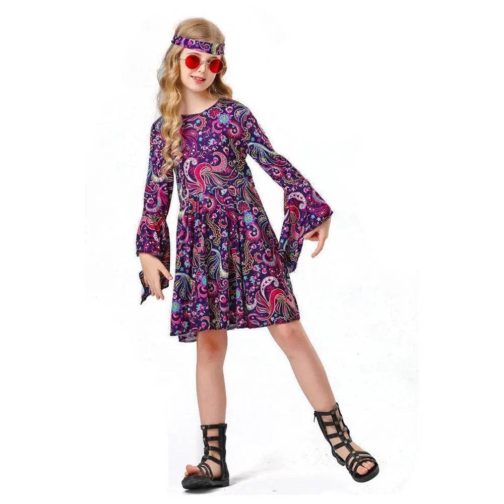 Children's 70s Retro Disco Hippie Fancy Dress Costumes Country Singer Cosplay - Ecosfun