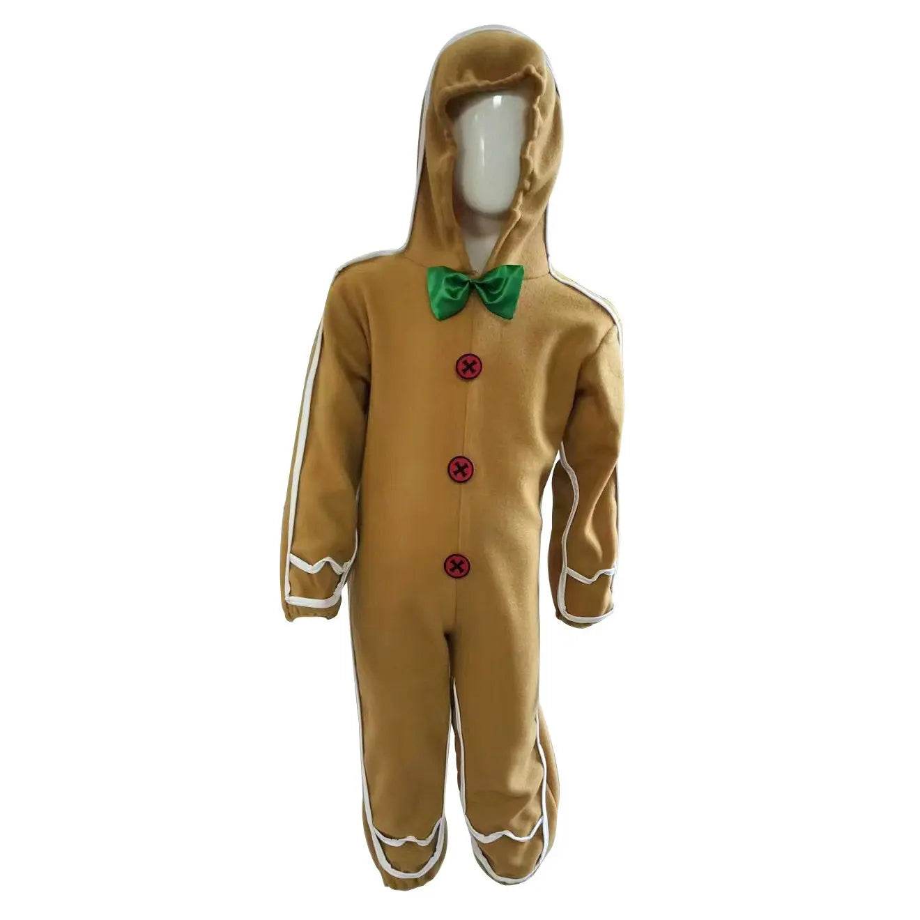 Children's Christmas Gingerbread Man Cosplay Costume One-Piece Pajamas - Ecosfun