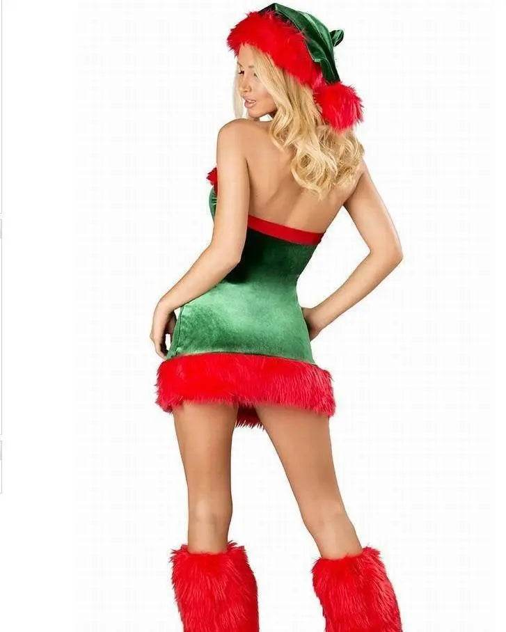 Christmas Sexy Green Tree Suit Santa Claus Costumes Adults Uniform - Ecosfun