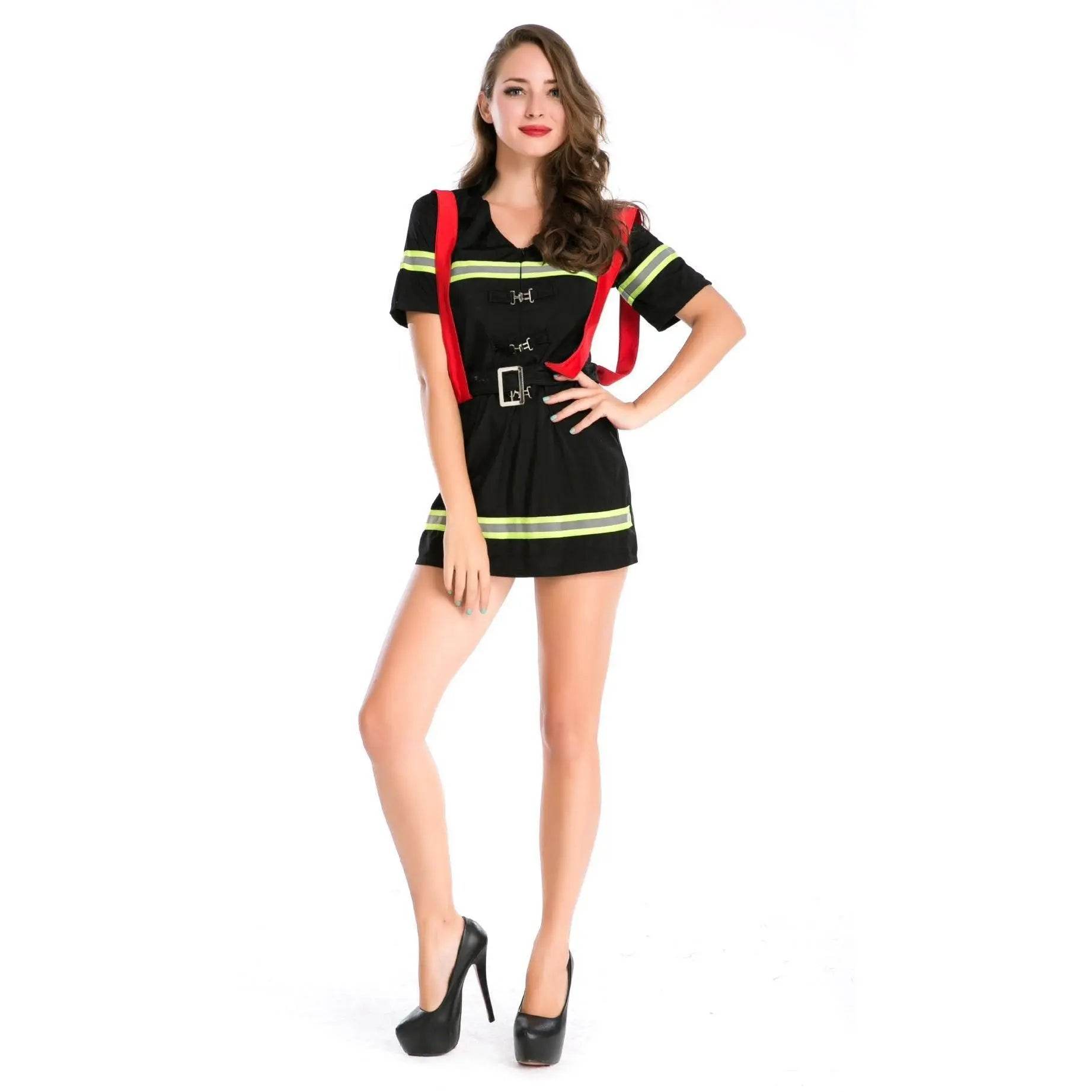 Female Firefighter Fancy Dress Party Costume - Ecosfun