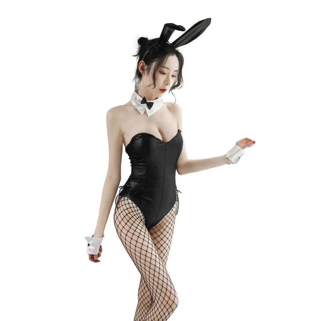 Fever Bunny Costume jumpsuit Patent leather uniform - Ecosfun