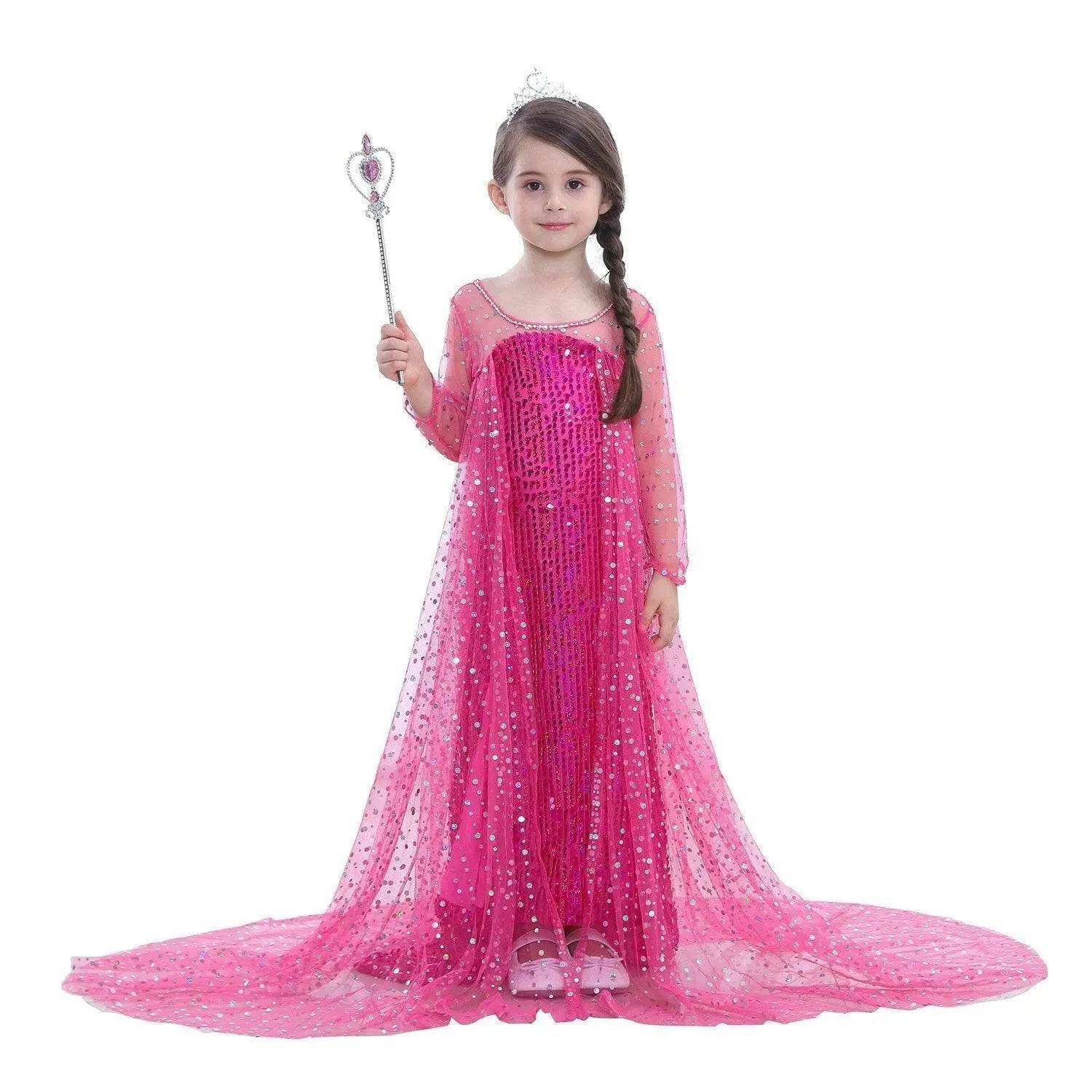 Frozen Elsa Costume Long Sleeve Girl Party Princess Dress - Ecosfun