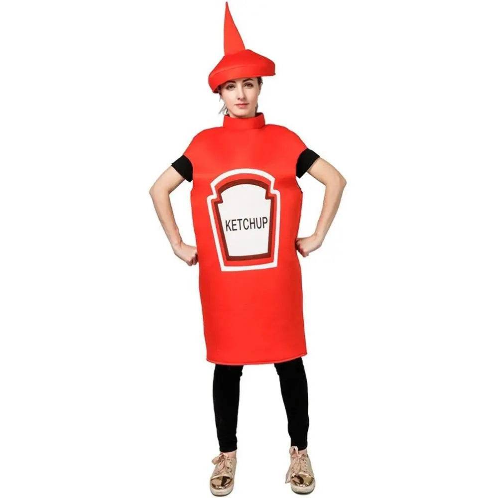 Halloween Adult Couples Mustard Ketchup jumpsuit Costume Cosplay Party - Ecosfun