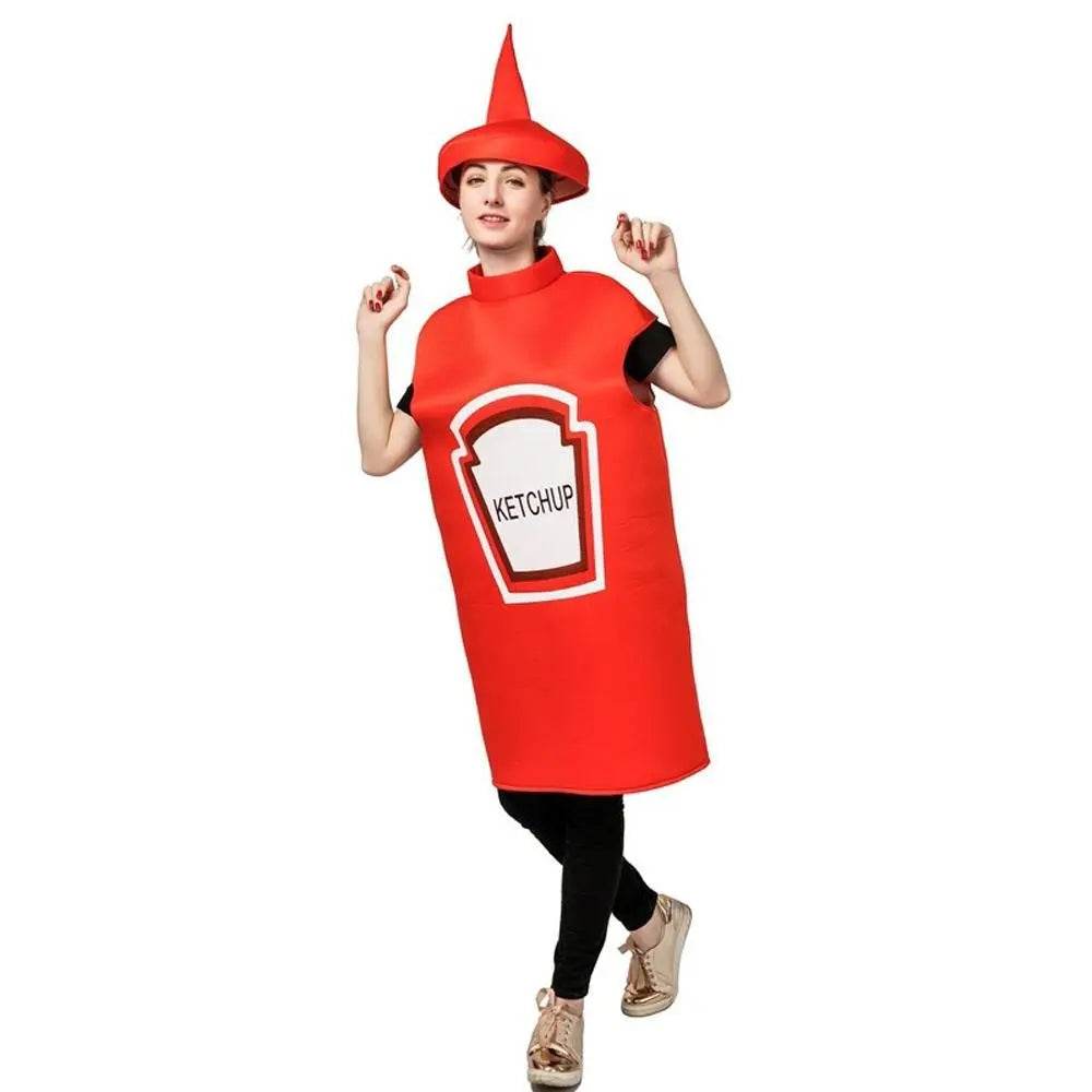 Halloween Adult Couples Mustard Ketchup jumpsuit Costume Cosplay Party - Ecosfun