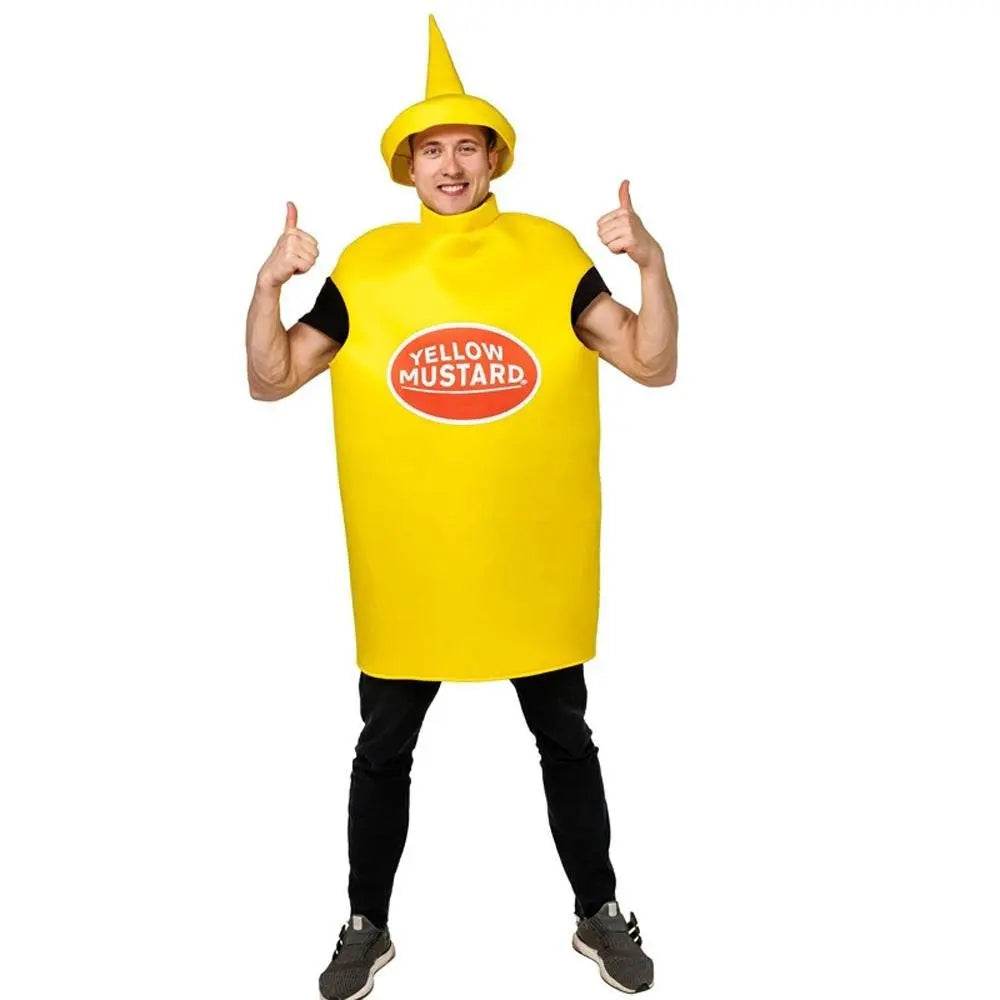Halloween Adult Couples Mustard Ketchup jumpsuit Costume Cosplay Party - Ecosfun