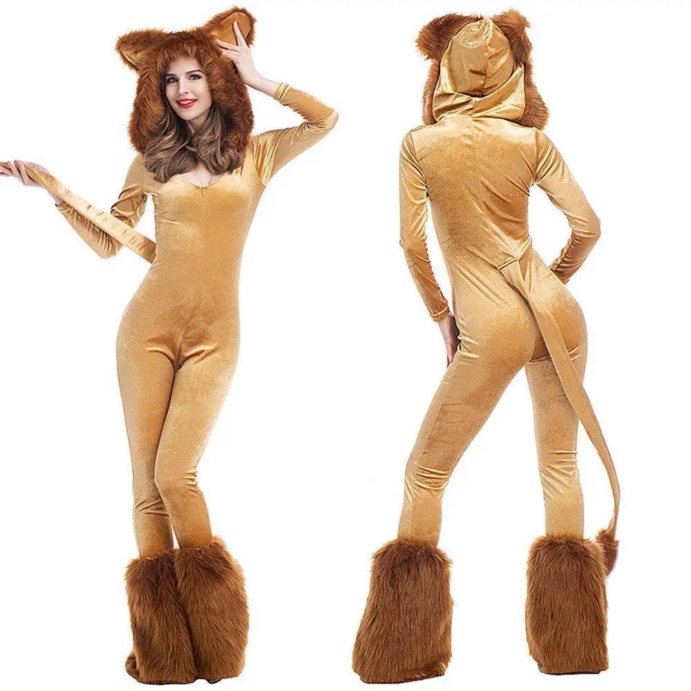 Halloween Animal Leo Lion Performance Cosplay Costume for Women - Ecosfun