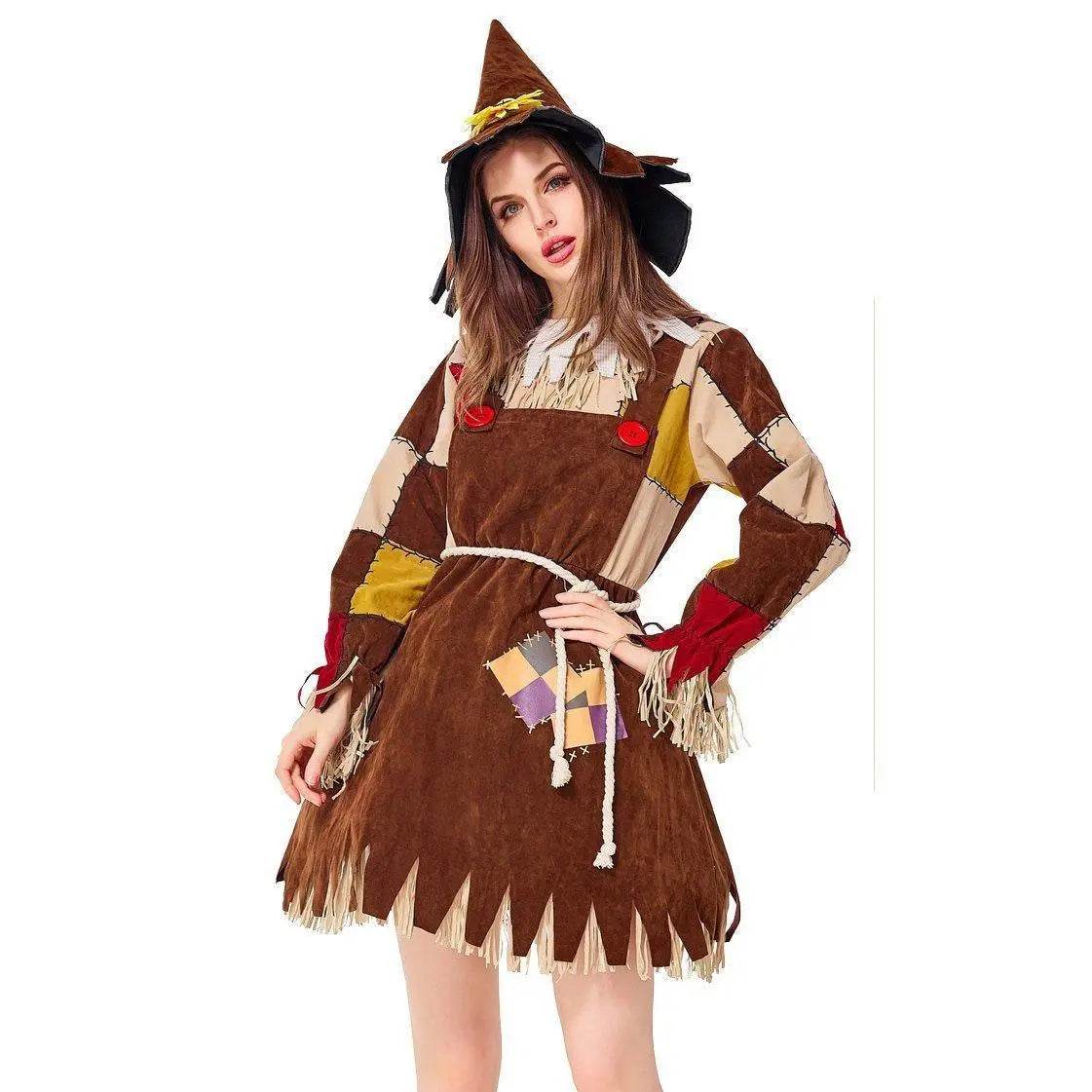 Halloween The Wizard of OZ Scarecrow Dress Cosplay Costume for Women - Ecosfun