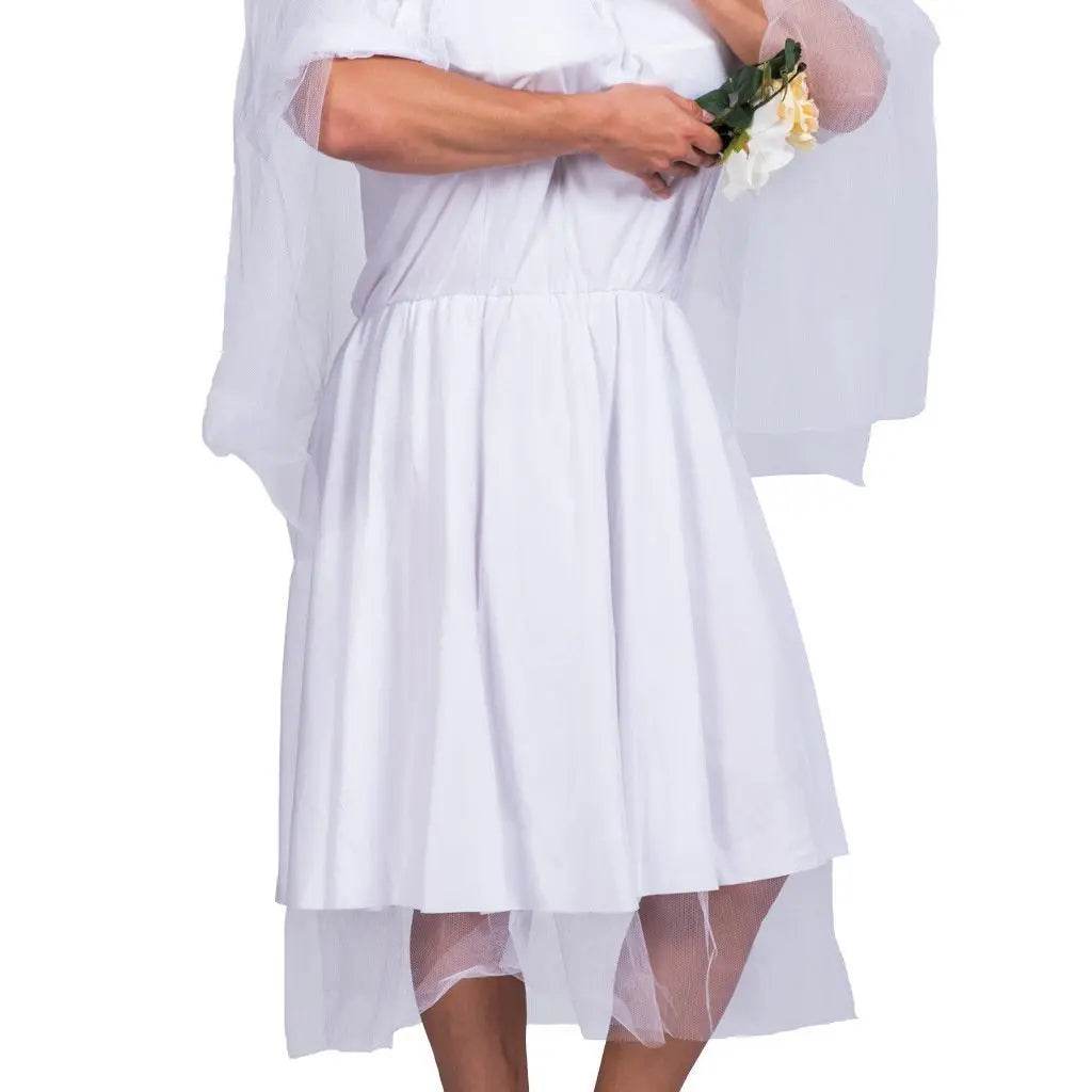 Halloween Wedding Dress Costumes White Bride Funny Party Adult Wedding Suit Party Outift for Men - Ecosfun