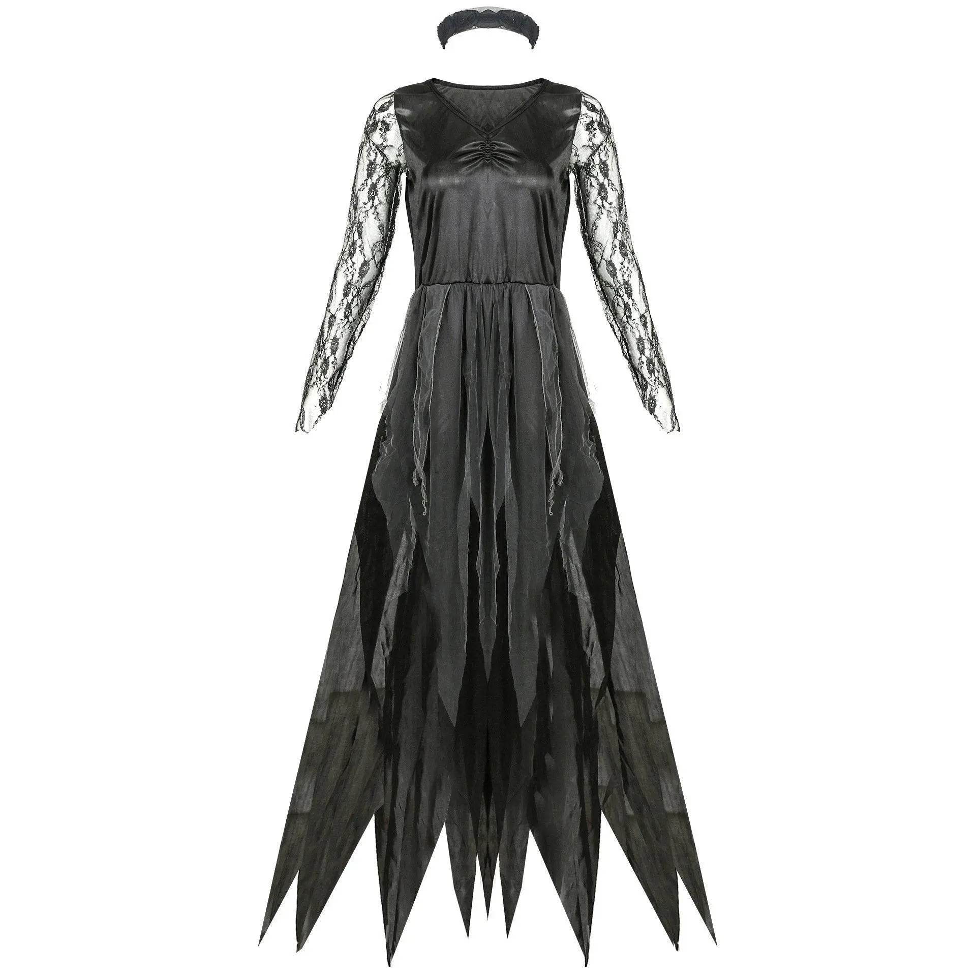 Halloween vampire dress gauze ghost bride costume cosplay stage play female zombie dress uniform - Ecosfun