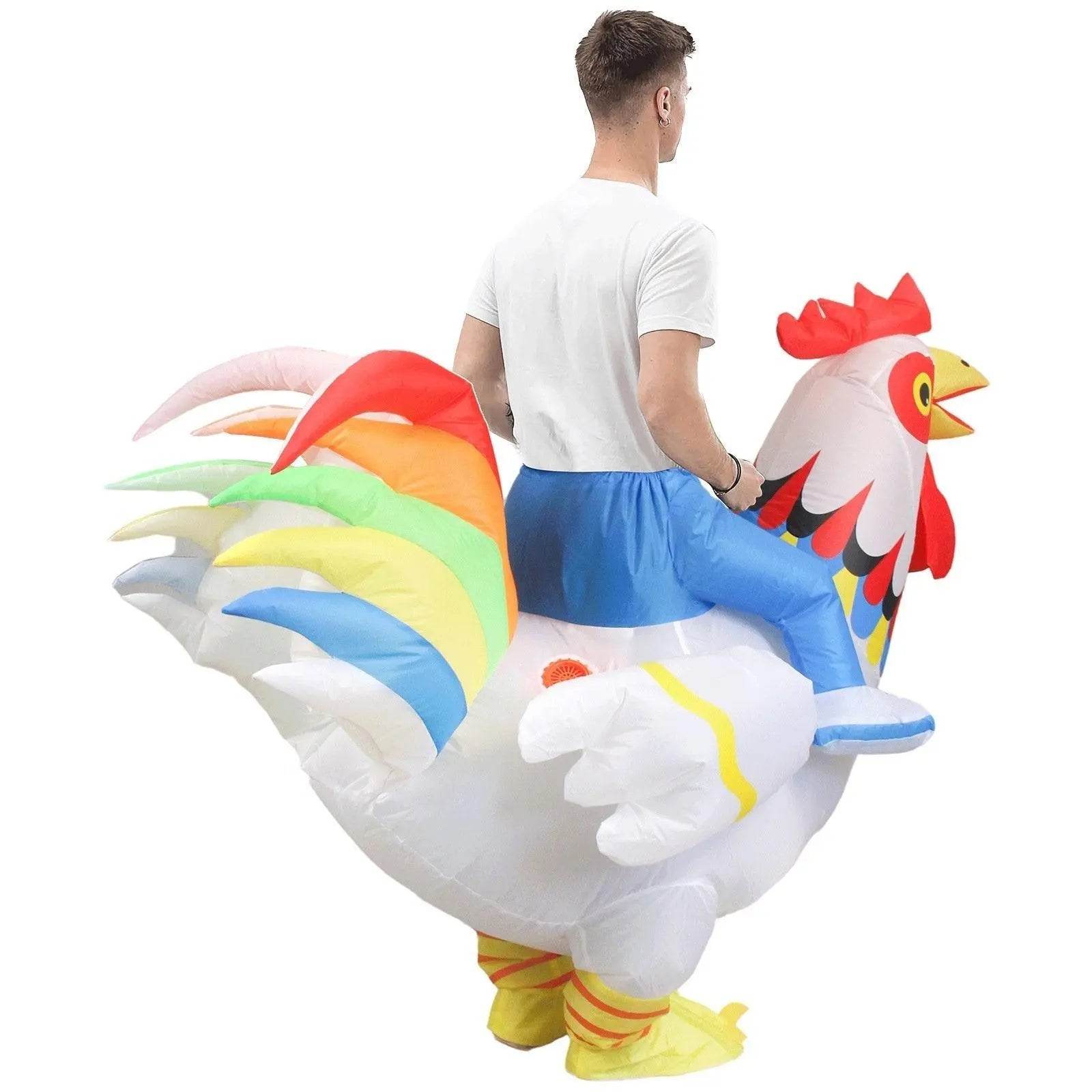 Hilarious Inflatable Red and White Rooster Costume Adult Halloween Party Mascot Outfit - Ecosfun