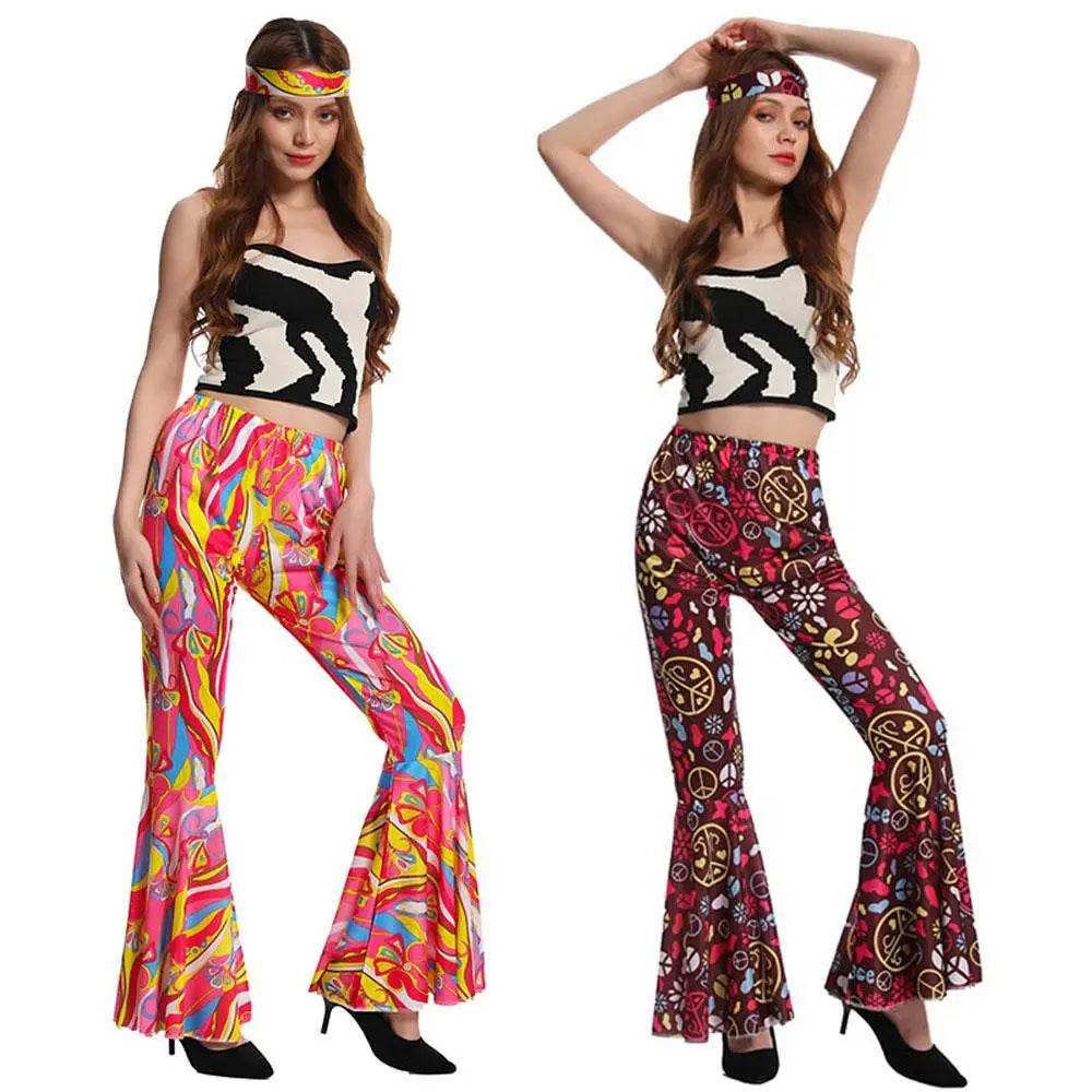 Hip Hop Rock Hippie 70s Costumes Cosplay Bell Bottoms - Ecosfun