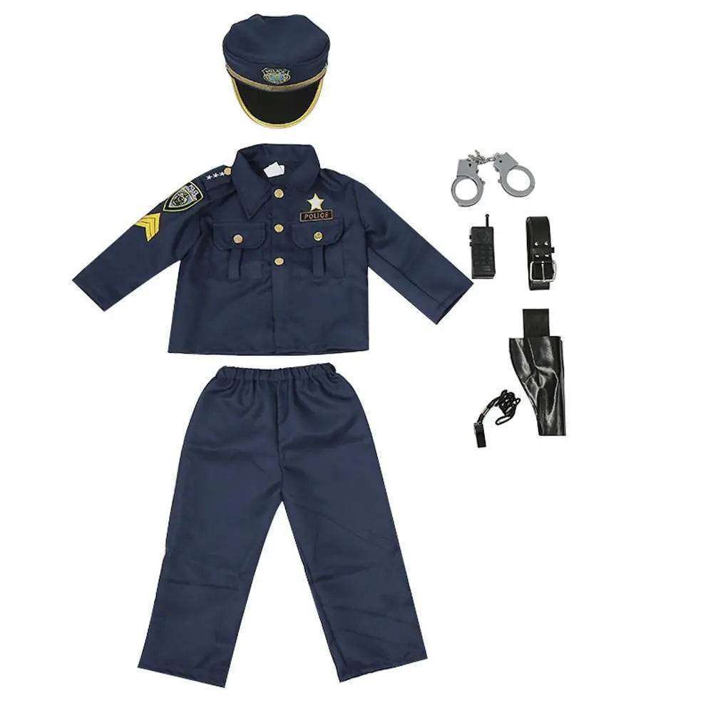 Kids Police Cop Costume for Boys Police Office Costume Halloween Cosplay Party - Ecosfun