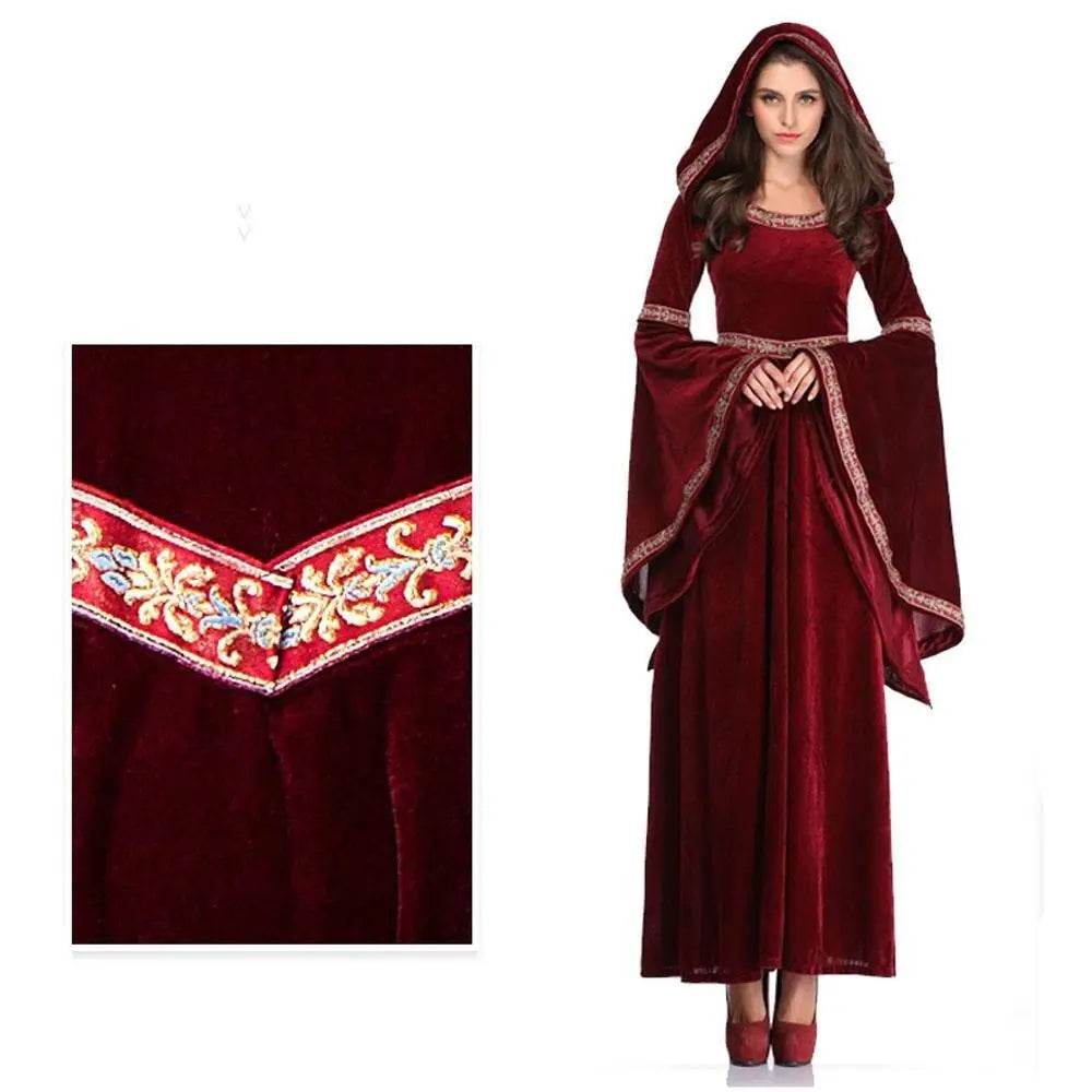 Medieval Halloween costume Victorian dress Renaissance burgundy dress - Ecosfun