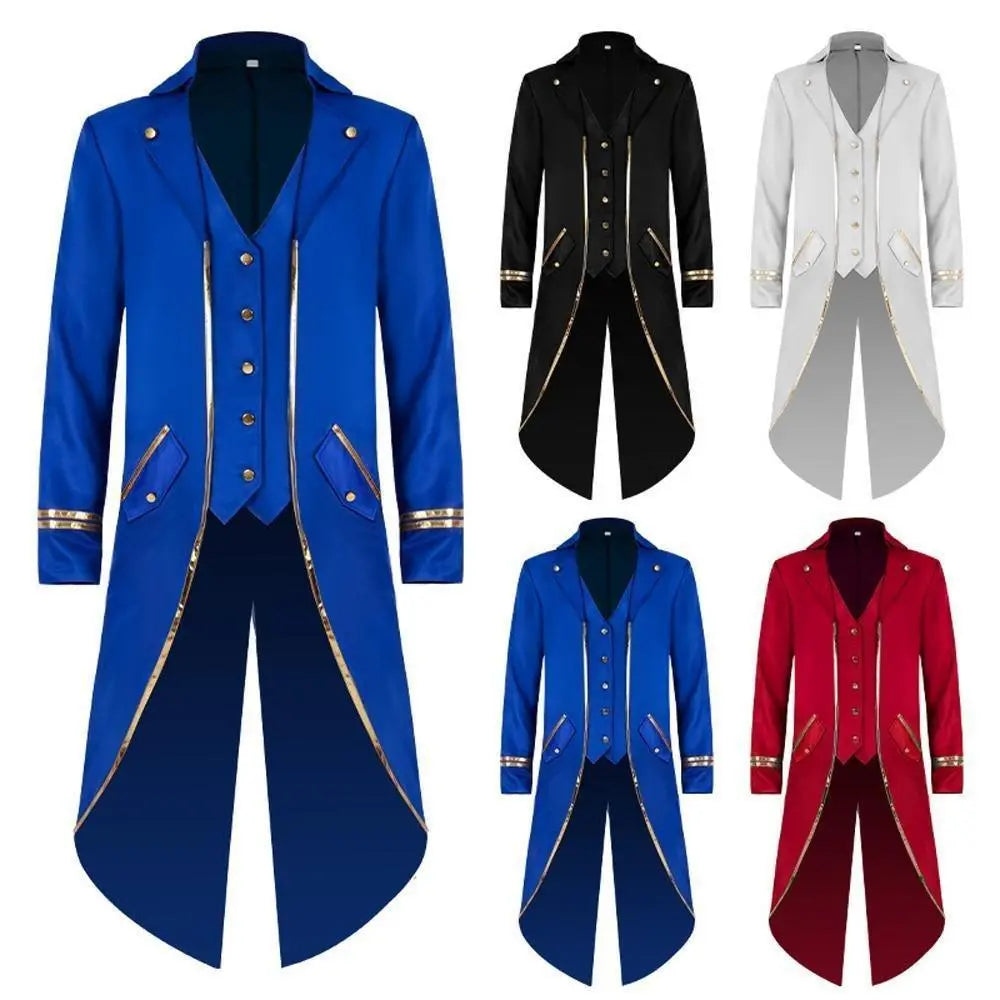 Medieval Steampunk Tailcoat Halloween Costumes Vampire Gothic Jackets Vintage Coat for Men - Pajamasbuy