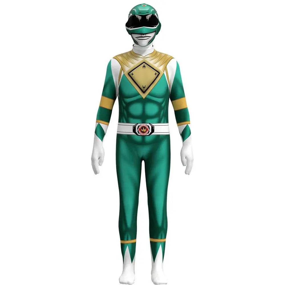Mighty Morphin Power Rangers Costume Kids Superhero Bodysuit Halloween jumpsuits onesies - Ecosfun
