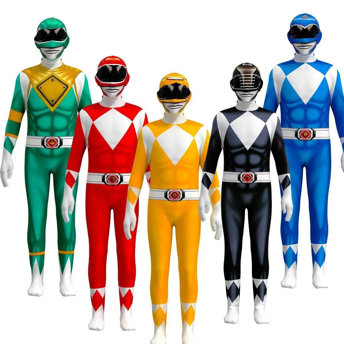 Mighty Morphin Power Rangers Costume Kids Superhero Bodysuit Halloween jumpsuits onesies - Ecosfun