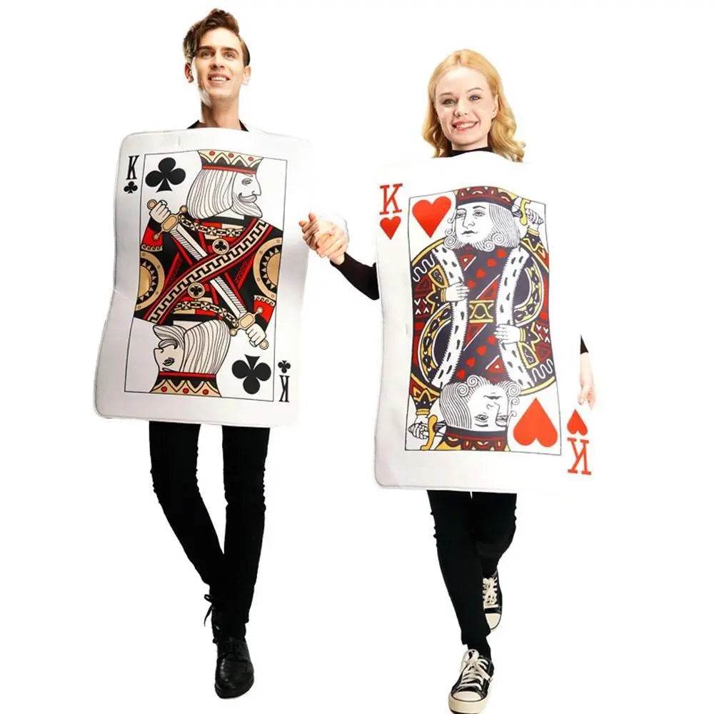 Poker Couples Funny Queen Clubs King of Hearts Cosplay Costume Halloween Carnival Suit - Ecosfun