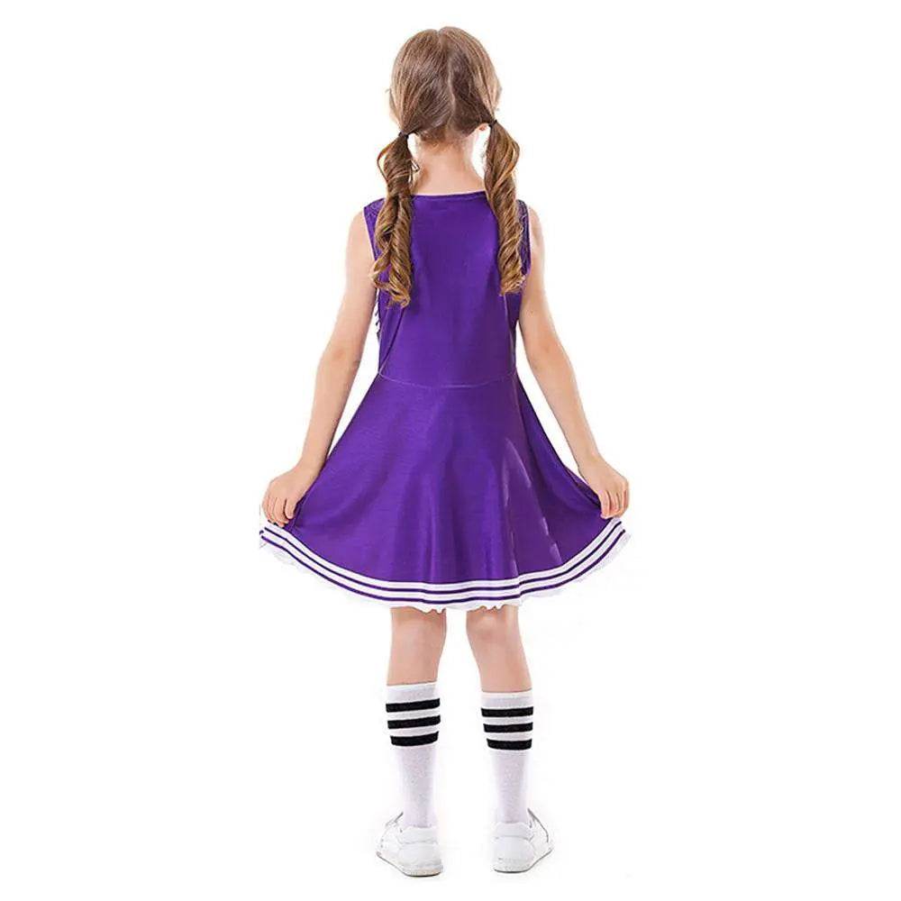 School Cheerleading Uniform Costume Cheerleader Party Dress Halloween Outfit Dress Up For Girls - Ecosfun