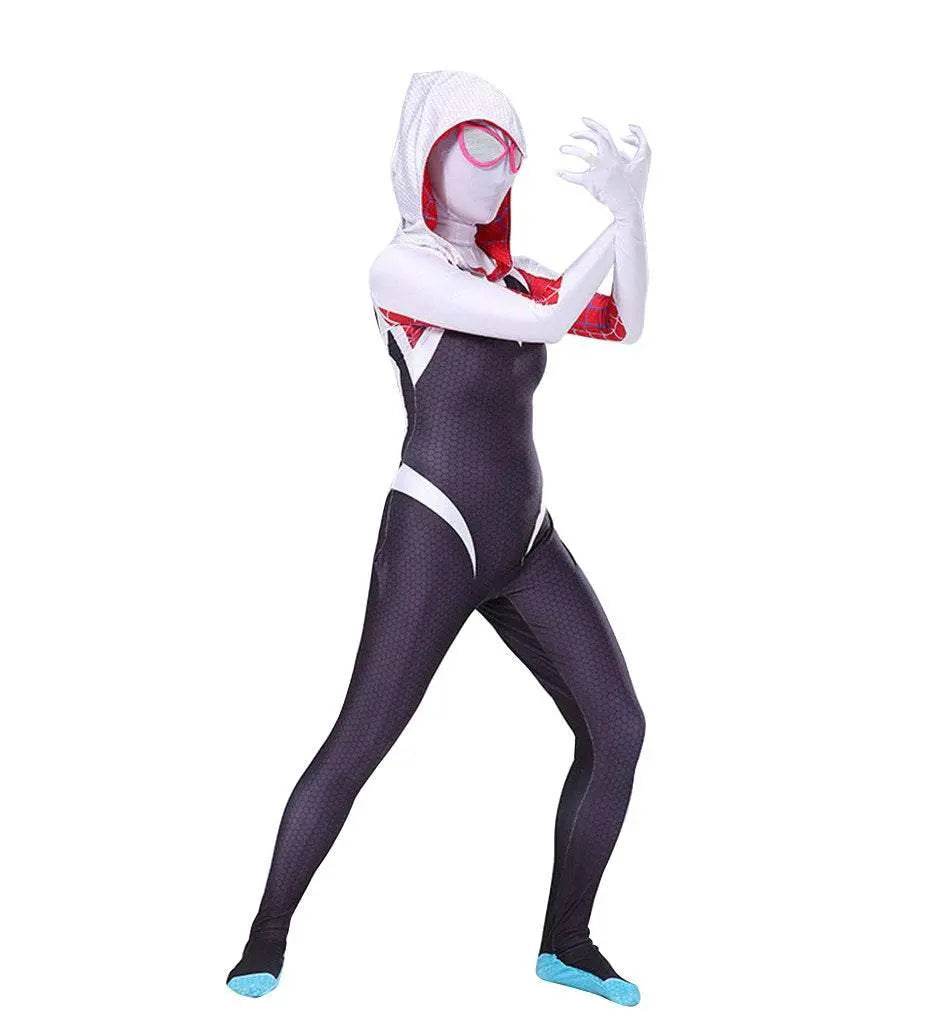Spider-Man Women Gwen Stacy Cosplay Costume Zentai Jumpsuit Adult Kids - Ecosfun