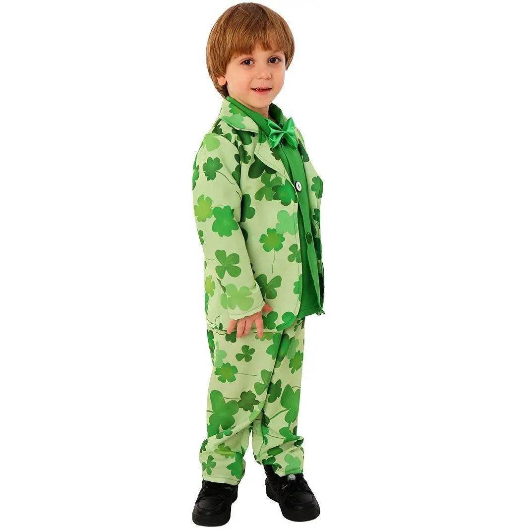St. Patrick's Day Four Leaf Clover Kids Party Suit Cosplay Costumes - Ecosfun