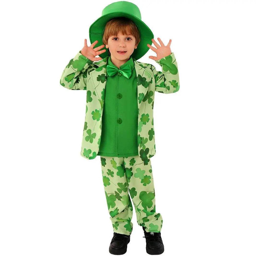 St. Patrick's Day Four Leaf Clover Kids Party Suit Cosplay Costumes - Ecosfun