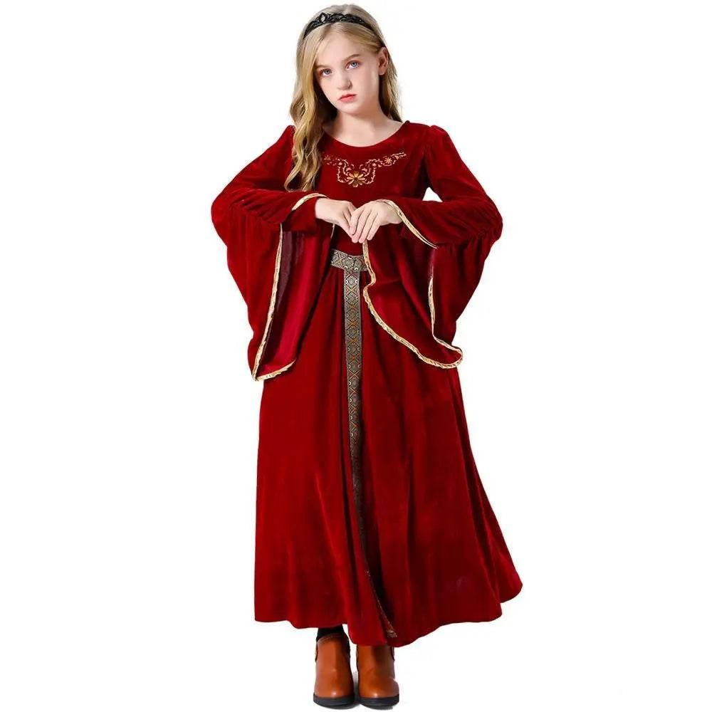 Vintage Court Ball Trumpet Sleeves Dress Outfits Halloween Carnival Cosplay Costume For Kids - Ecosfun