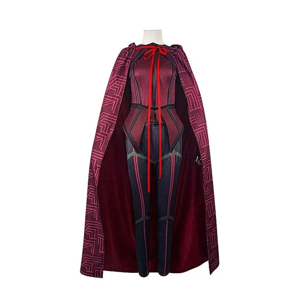 Wanda Maximoff Costume Cosplay Jumpsuit Red Witch Cloak Halloween Outfit for Woman - Ecosfun