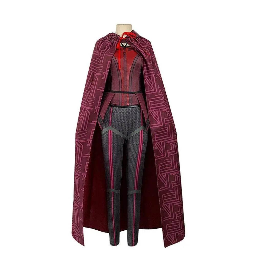 Wanda Maximoff Costume Cosplay Jumpsuit Red Witch Cloak Halloween Outfit for Woman - Ecosfun