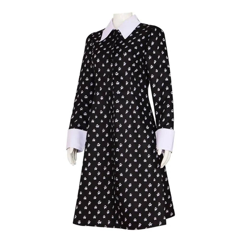 Wednesday Costume The Addams Family Cosplay Costumes Long Sleeve Printed Dress For Adult - Ecosfun