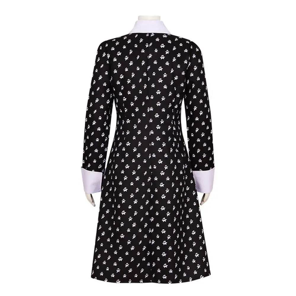 Wednesday Costume The Addams Family Cosplay Costumes Long Sleeve Printed Dress For Adult - Ecosfun