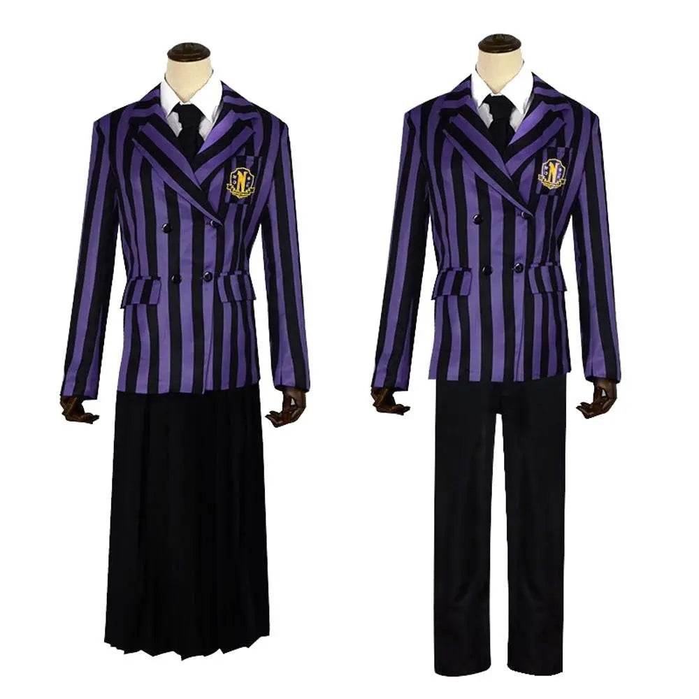 Wednesday Costume The Addams Family Cosplay Costumes Purple Skirt Suit For Adult - Ecosfun