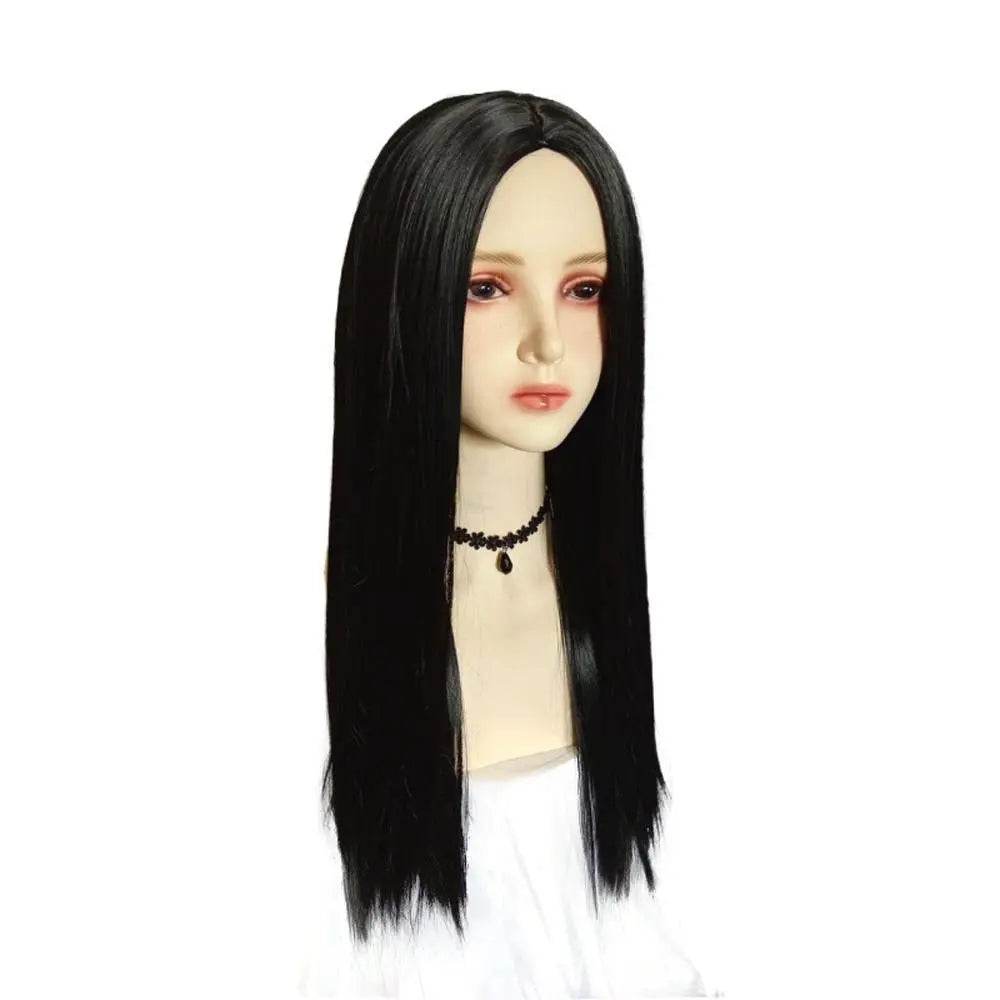 Wednesday's Mom Wig The Addams Family Cosplay Black Middle Parted Straight Wig For Adult - Ecosfun