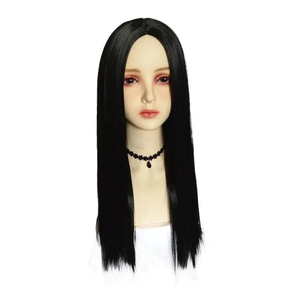 Wednesday's Mom Wig The Addams Family Cosplay Black Middle Parted Straight Wig For Adult - Ecosfun