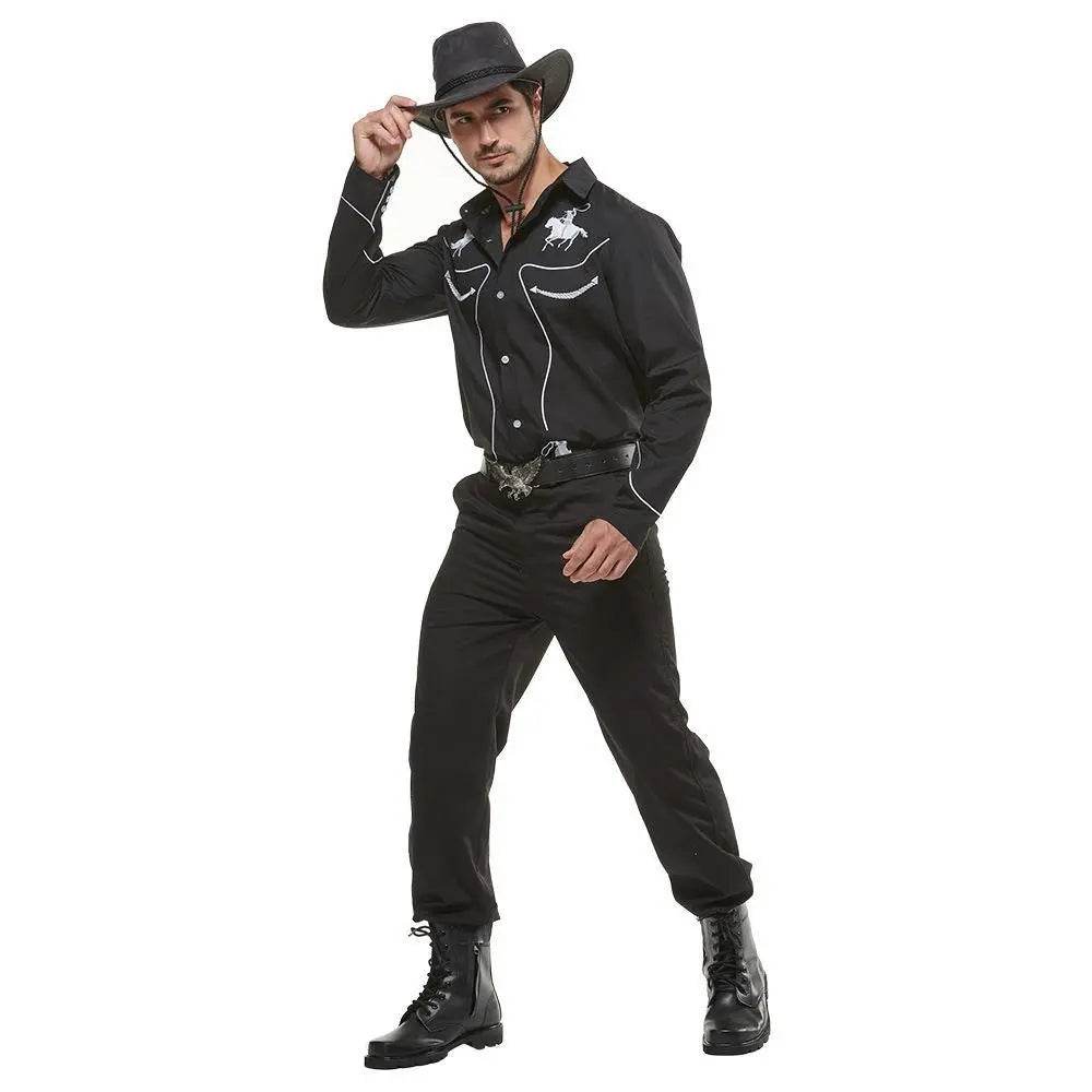 Western Cowboy Gunman Shirts Costume Cosplay Halloween Bar Party Drama wild west fancy dress For Men - Ecosfun