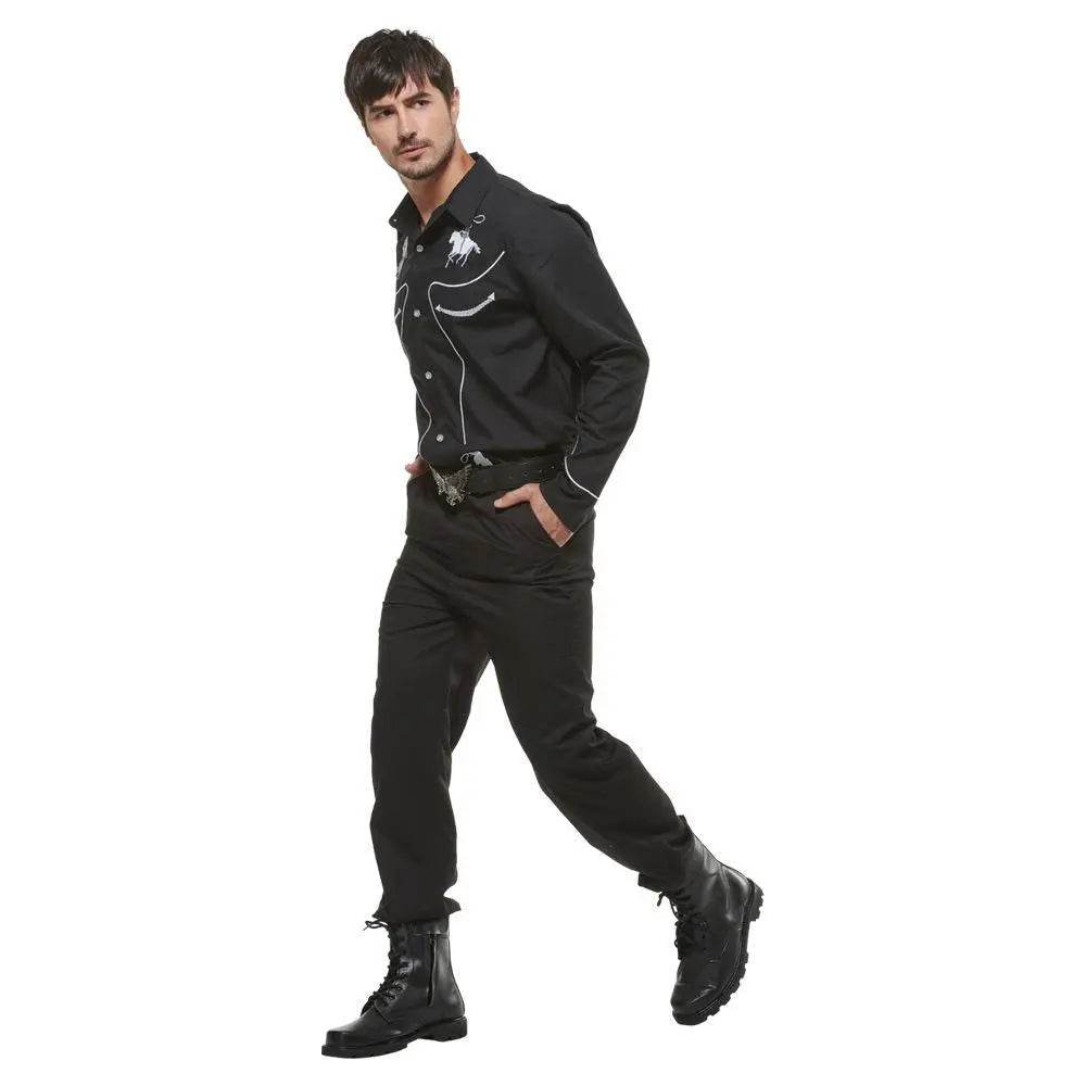 Western Cowboy Gunman Shirts Costume Cosplay Halloween Bar Party Drama wild west fancy dress For Men - Ecosfun
