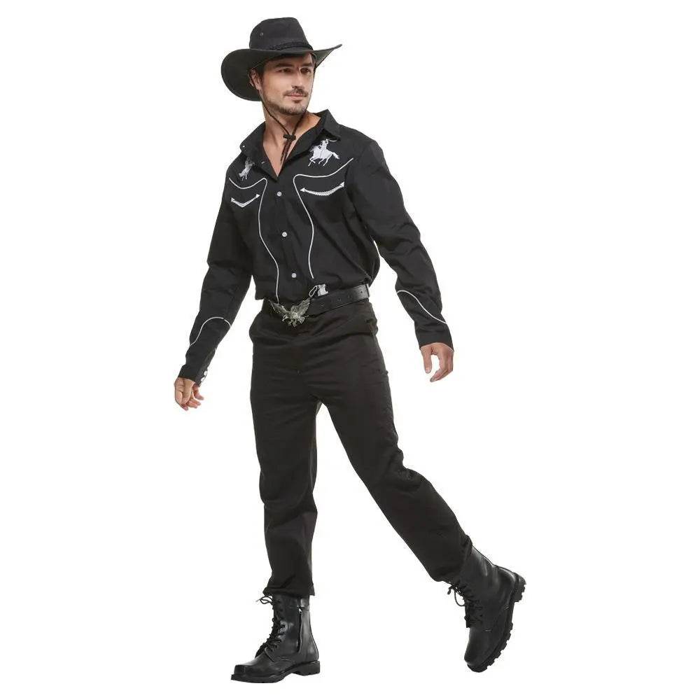 Western Cowboy Gunman Shirts Costume Cosplay Halloween Bar Party Drama wild west fancy dress For Men - Ecosfun